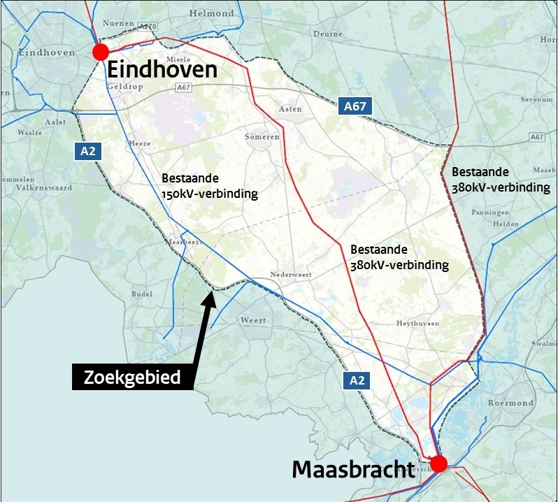 Extra hoogspanningslijn tussen Maasbracht en Eindhoven